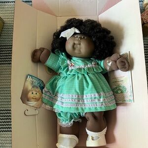 Vintage Cabbage Patch Doll in Green Dress